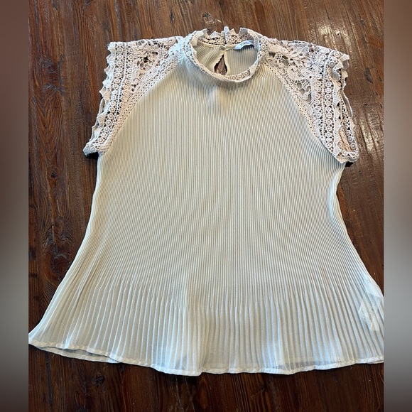 Zara Tops - ZARA BEIGE PLEATED TOP Sleeveless